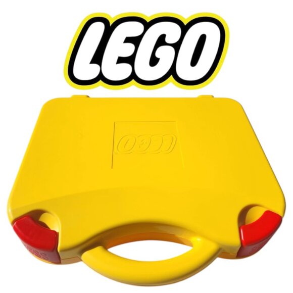 SET of 2 LEGO Yellow Plastic Carrying Carry Case Storage Box w Handle Dividers O - Picture 14 of 14